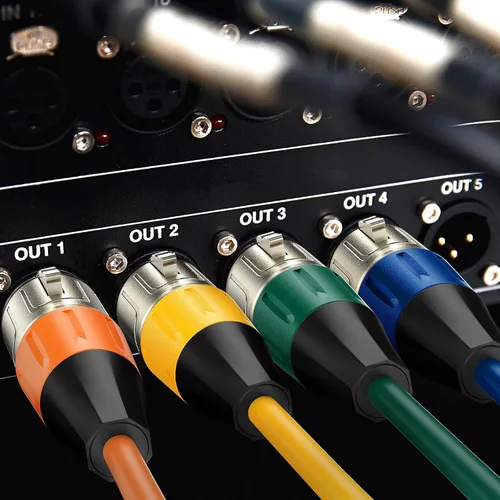 Vista 5 de J&D Cable de micrófono XLR, chapado en oro, resistente, equilibrado, de 3 pines, XLR macho a hembra, cable de micrófono de color para mezclador