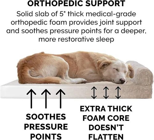 Vista 4 de Furhaven Cama para perro. Sofá estilo tradicional terapéutico. Sofá cama de lujo de sala para mascotas con funda extraíble, para perros y gatos