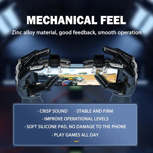 Vista 4 de 2022 New Model Mobile Game Controller Trigger, Mobile Game 6 Finger Trigger Sensitive Target Buttons martphone Game Controller Gamepad for