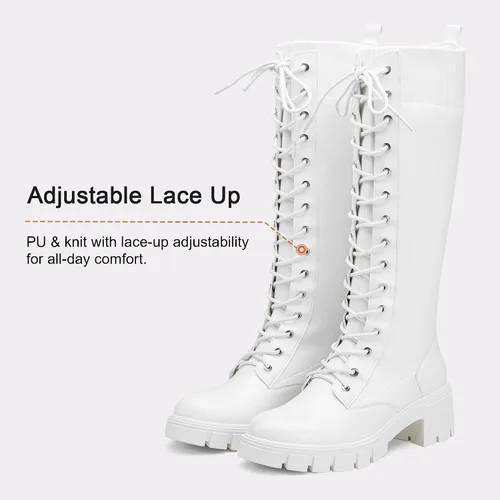 Vista 5 de Vepose Botines con estilo de combate, a la moda, para mujer