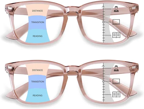 Vista 9 de Anteojos de lectura multifocales progresivos para mujeres y hombres, cuadrados con bloqueo de luz azul y lectores de computadora 2 Pack Coffee