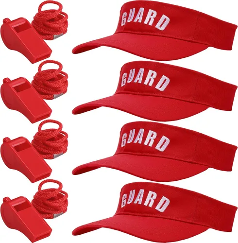 Vista 9 de Tigeen Sombrero de guardia profesional, silbatos de emergencia con visera de protección de cordón, silbato de plástico de seguridad fuerte
