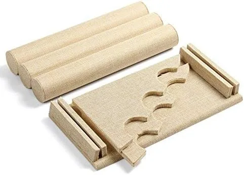 Vista 6 de ChezMax Soporte de joyería desmontable de 3 niveles para reloj de pulsera collar - lino