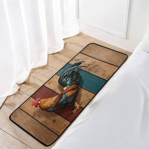 Vista 8 de Tapete de cocina de gallo de granja, antideslizante, lavable, para baño, sala de estar, dormitorio, 39 x 20 pulgadas a001