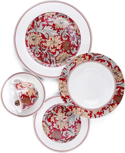 Vista 5 de STPGoods - Juego de vajilla de 20 piezas, platos y cuencos de porcelana con tazas, postre, ensalada, platos llanos y cuencos, diseño floral William