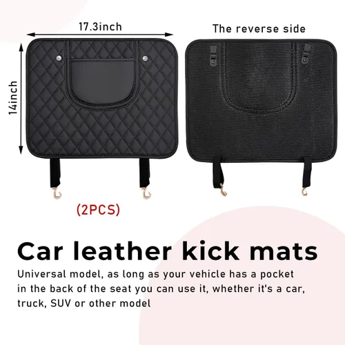 Vista 2 de 2 alfombrillas de cuero para asiento trasero de automóvil, protector de asiento trasero con bolsa de almacenamiento, almohadilla impermeable