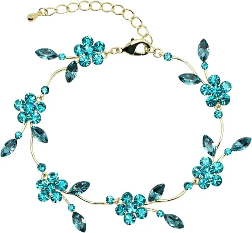Vista 46 de Faship - Juego de collar y aretes con cristales de imitación florales AB
