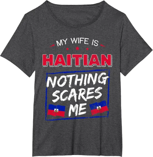 Vista 22 de My Wife Is Haitian Republic of Haiti Heritage Roots - Camiseta con bandera, Negro, S