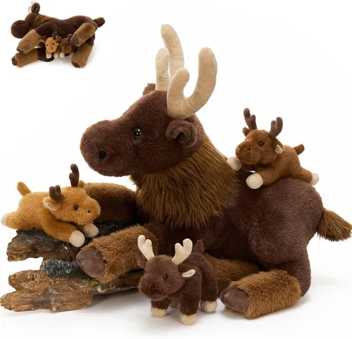 Vista 9 de MaoGoLan Animal de peluche de tigre de 20 pulgadas con bebés, zoológico