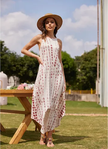 Vista 5 de Halife Women's Summer Casual Sleeveless Beach Dress Long Halter Side Slit Maxi Sun Dresses