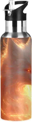 Vista 49 de Botella de agua de dragón de fuego con tapa con pajita de 20 onzas Multi colorido