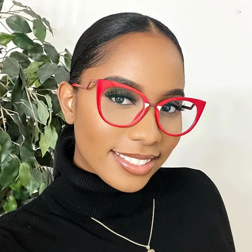 Vista 3 de Zeelool Gafas de bloqueo de luz azul ojo de gato de gran tamaño con estilo para mujer Jacqueline FP0669