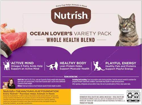 Vista 4 de Rachael Ray Nutrish - Alimento húmedo natural para gatos, paquete variado Ocean Lovers, taza de 2.8 onzas (paquete de 12), sin granos