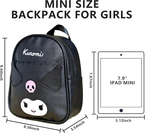 Vista 2 de AJZTRC Kawaii My Melody - Mochila de dibujos animados Cinnamoroll para niñas, linda mochila ideal para viajes, Negro -, Lindo