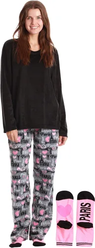 Vista 11 de Just Love Pajama Pants Set Womens with Socks negro - días festivos mixtos