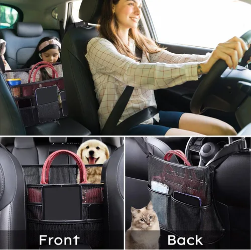 Vista 2 de Eing Organizador para Asiento Trasero de Coche - Almacenamiento de Gran Capacidad para Bolsos, Carteras y Artículos para Niños - Negro