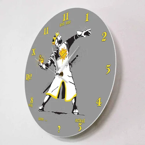 Vista 3 de Geek Alerts Banksy Python 1-2-5 Reloj de pared de cuarzo silencioso inspirado en el Santo de Antioquía, respetuoso con el medio ambiente, funciona
