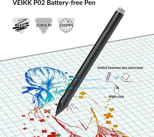 Vista 8 de VEIKK A15 Pro Graphics Drawing Pen Tablet - Tabletas digitales de gran área activa con bolígrafo pasivo, almohadilla de dibujo con 12 teclas de Azul