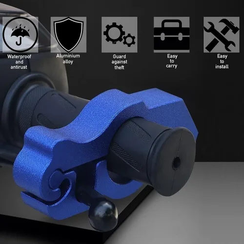 Vista 4 de Cerradura del acelerador de motocicleta: cerraduras de motocicleta antirrobo Palanca de freno alarma de seguridad para motocicleta, bloqueo