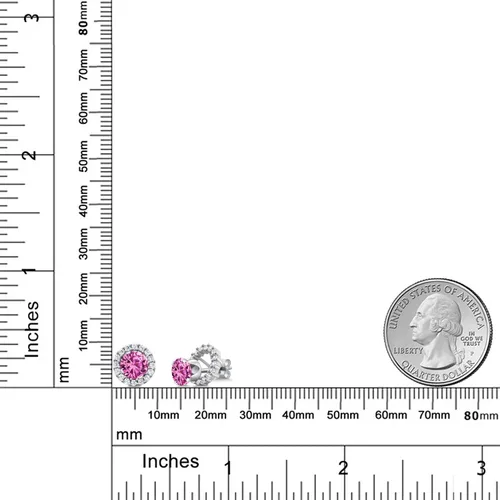 Vista 268 de Gem Stone King Aretes redondos de plata de ley 925 de 0.236 in con piedra natal extraíble para mujer