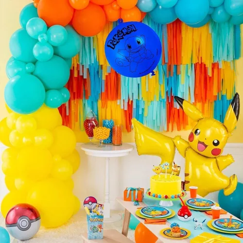 Vista 4 de Globos de látex Pokémon Punch de varios colores, paquete de 4 (tamaño desinflado de 6.5 x 2.75 pulgadas), perfectos para fiestas y celebraciones