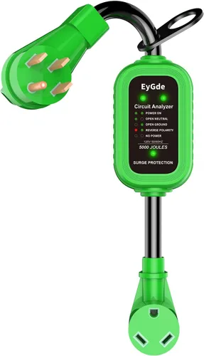 Vista 9 de EyGde Adaptador RV de 30 amperios a 15 amperios 110V con protector contra sobretensiones 5000J, adaptador RV patentado macho 5-15P a hembra TT-30R