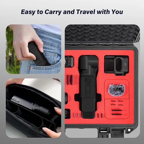 Vista 6 de Funda protectora para DJI Osmo Pocket 3 Creator Combo, Cubierta de cardán portátil con tapa de lente de cámara y protector de pantalla de vidrio