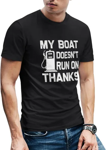 Vista 3 de Camiseta unisex de manga corta con texto en inglés My Boat Doesn't Run on Though