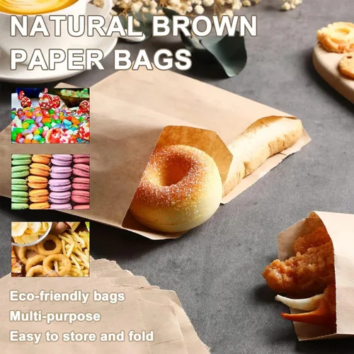 Vista 8 de RJ Displays 100 Pack Brown Kraft Paper Merchandise Tote Bags Small Paper Gift Shopping Bags Bulk for Magazines, Books, Party Favors, Retail Sales