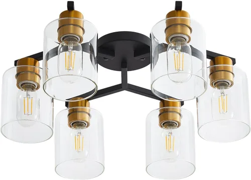 Vista 23 de Lámpara de techo semiempotrada de 1 luz, lámparas de techo de níquel cepillado, lámparas modernas para montaje en techo, luces de techo con pantalla
