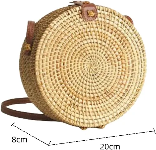 Vista 7 de Handwoven Rattan Bag for Women,Girls Summer Beach Crossbody Bags,Woven Clutch