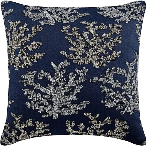 Vista 28 de The HomeCentric Fundas de almohada decorativas azules de 12 x 12 pulgadas (11.8 x 11.8 in), acolchadas de jacquard y almohadas bordadas para sofá