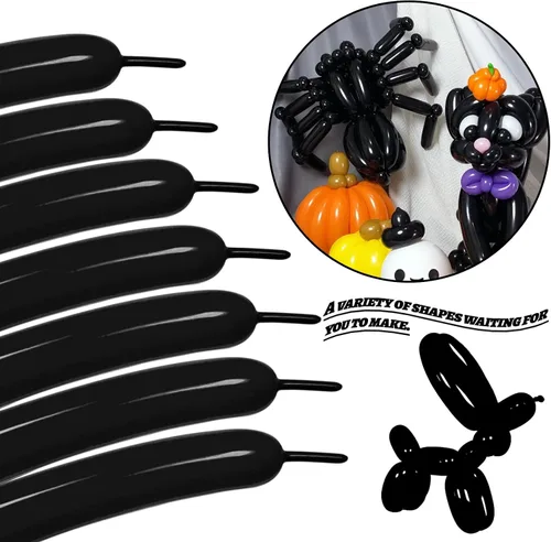 Vista 4 de LXZFCRG 260 Globos Negros Largos para Animales de Globo, 100pcs Globos para Torcer para Guirnalda de Globos Animales Modelado Cumpleaños Boda Fiesta
