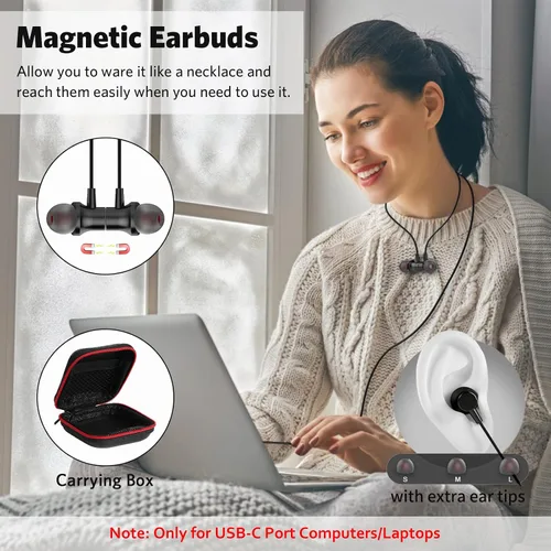 Vista 3 de Auriculares USB C, COOYA Tipo C Auriculares con Cable Magnéticos con Graves y Cancelación de Ruido In-Ear + Micrófono para iPhone 17 16 15 Pro Max