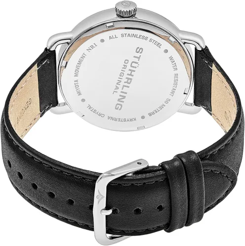 Vista 2 de Stührling Original 'Symphony' Reloj de vestir de cuarzo de acero inoxidable y cuero para hombre (Modelo 857)