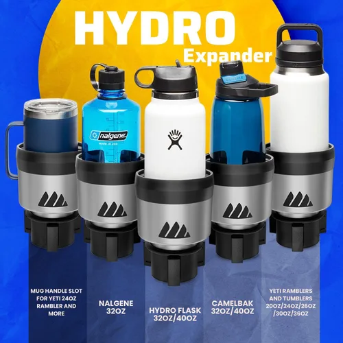 Vista 5 de Integral Silver Hydro Expander - Organizador expansor de vasos para automóvil con base ajustable, pestañas de goma para la mayoría de botellas de 32