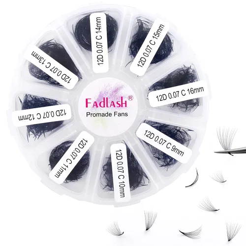 Vista 57 de Extensiones de pestañas de volumen Premade Fans Extensiones de pestañas 10D C/D rizadas