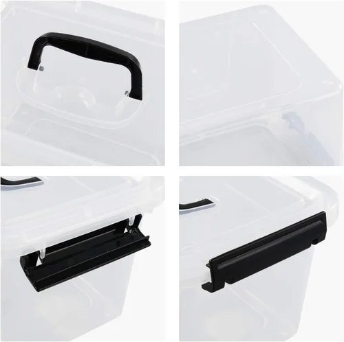 Vista 3 de Paquete de 6 contenedores de almacenamiento de plástico de 5 litros con tapa, cajas transparentes con tapa Contenedor de clip apilable, pestillo