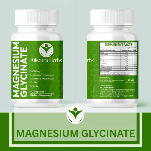 Vista 2 de Glicinato de magnesio 1600 mg por porción de alta absorción, puro y potente - 60 cápsulas