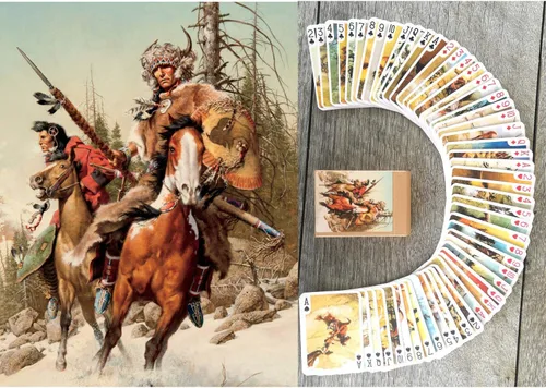 Vista 6 de Cartas de juego de indios (baraja de póquer 54 cartas todas diferentes) Retratos retro vintage de nativos americanos por Charles Bird King Retratos