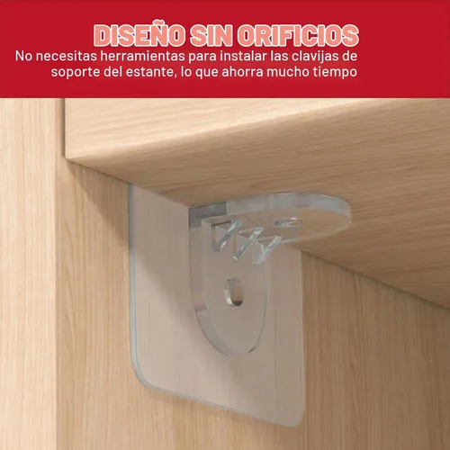 Vista 4 de Paquete de 20 soportes adhesivos resistentes sin taladro, soportes de pared de plástico transparente e impermeable para estantes de ducha, armario