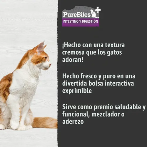 Vista 4 de PureBites +intestino y digestión exprimible para gatos, 2.5 oz, caja de 15