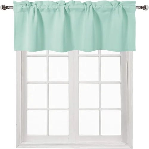 Vista 55 de DWCN Cenefa para ventana de cocina, con bolsillo para barra, para ventana, sala de estar/sótano, 36 x 16 pulgadas de largo, 1 panel, beige
