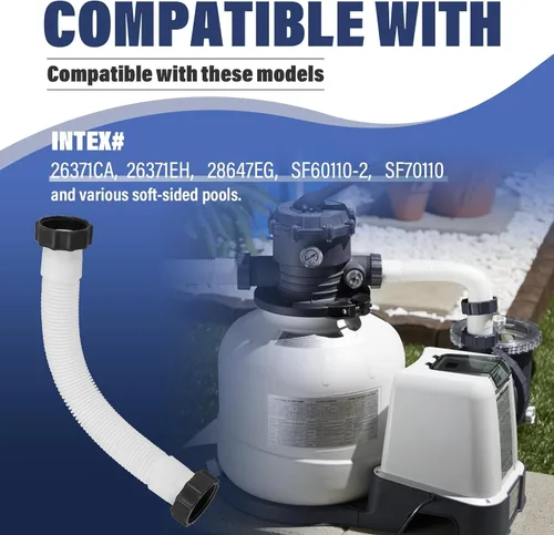 Vista 3 de 11388 Manguera de bomba de filtro de arena para piscina, manguera corta de piscina de 14 pulgadas para bombas de filtro de arena Intex y sistemas