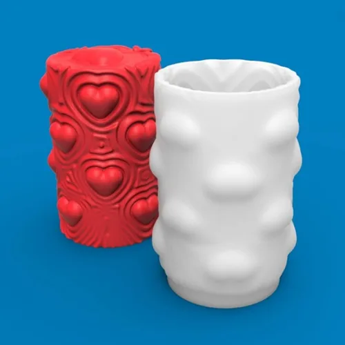 Vista 4 de Molde de vela de silicona en forma de corazón, columna de amor para bricolaje, espuma geométrica, cera de jabón, resina de yeso, polímero, arcilla