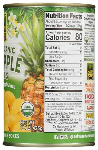 Vista 2 de Native Forest Rebanadas de piña orgánicas, 15 oz