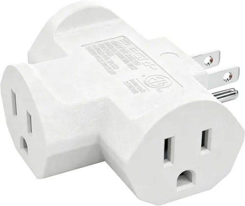 Vista 12 de ELEGRP Extensor de Energía de Servicio Pesado de 3 Clavijas a Triple Toma en Dirección T, Extensor de Toma de Pared Multidireccional con Conexión a