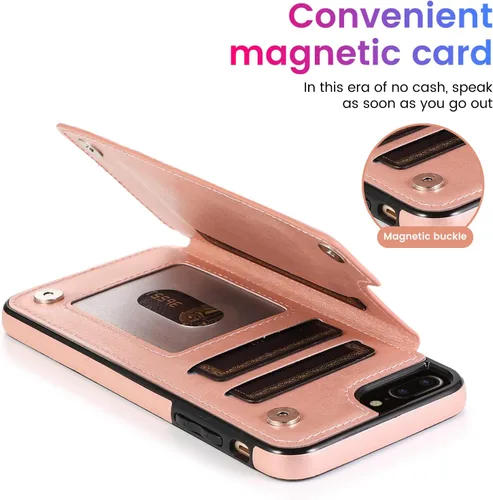 Vista 4 de Asuwish Compatible con iPhone 7plus 8plus 7/8 Plus con funda y protector de pantalla de vidrio templado, ranura para tarjeta celular, soporte