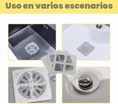Vista 6 de Calcomanías Desechables para Drenaje de Cabello, Cubierta Desechable de Salida de Ducha de 4" X 4" con Calcomanías de Malla Atrapa-Cabellos