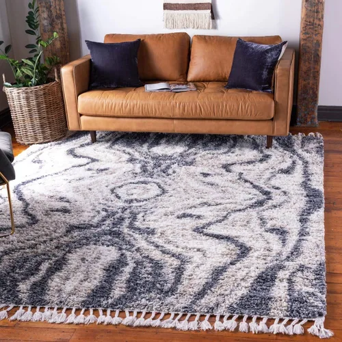 Vista 14 de Unique Loom Hygge Shag Collection - Alfombra rectangular de 2 pies 2 pulgadas x 3 pies 1 pulgada, color negro y blanco/gris